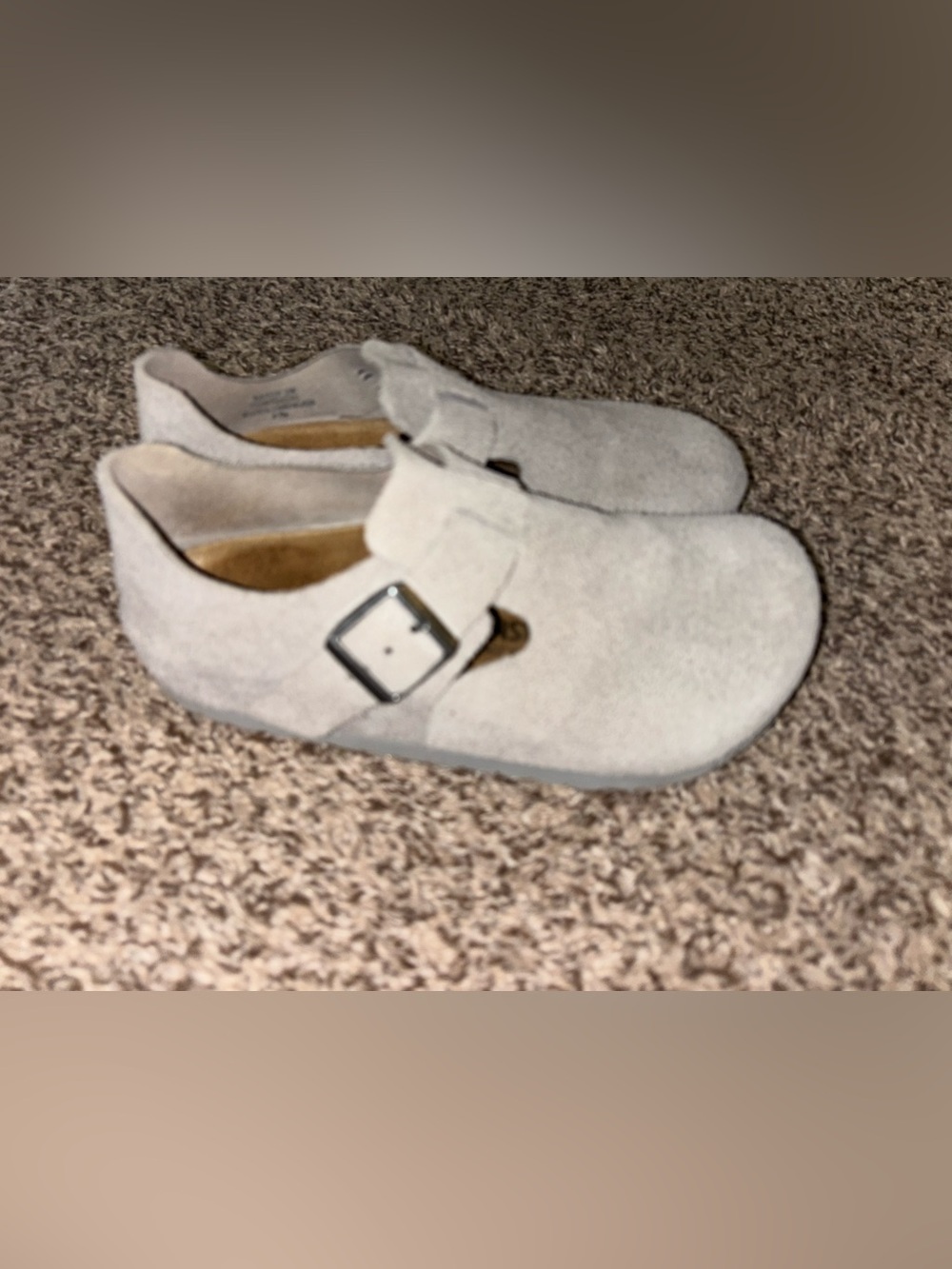 Birkenstock Women's Suede Mules in Light Gray - Picture 3 of 4